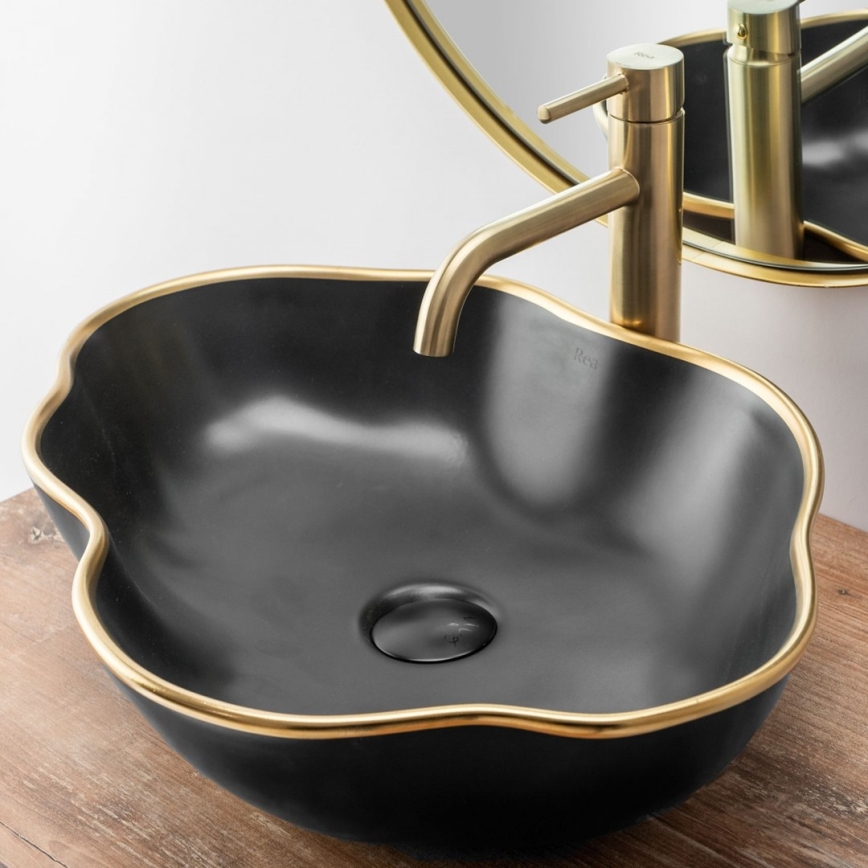 REA-B4526 - Grifo de lavabo LUNGO 28 cm, dorado cepillado