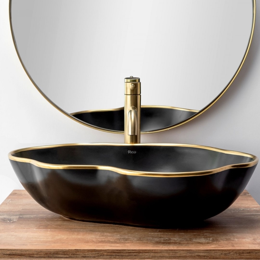 REA-B4526 - Grifo de lavabo LUNGO 28 cm, dorado cepillado