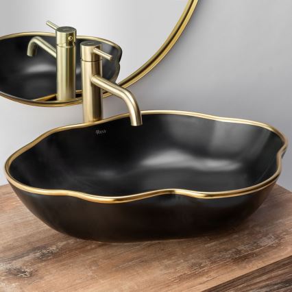 REA-B4526 - Grifo de lavabo LUNGO 28 cm, dorado cepillado