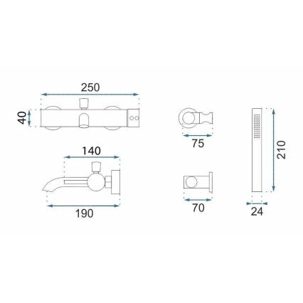 REA-B4567 - Juego de bañera LUNGO en cobre cepillado