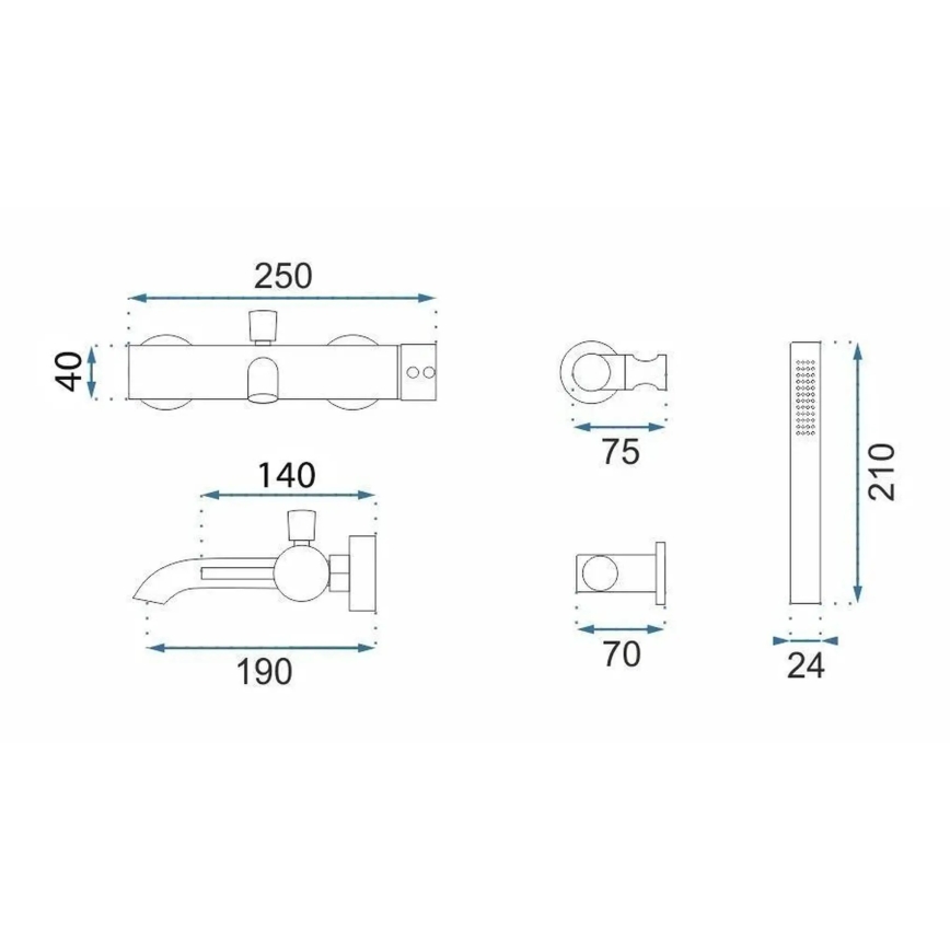 REA-B4567 - Juego de bañera LUNGO en cobre cepillado
