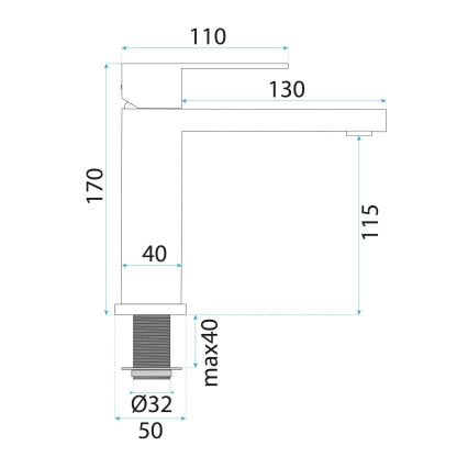 REA-B4589 - Grifo para lavabo ARLO 17 cm, acabado níquel