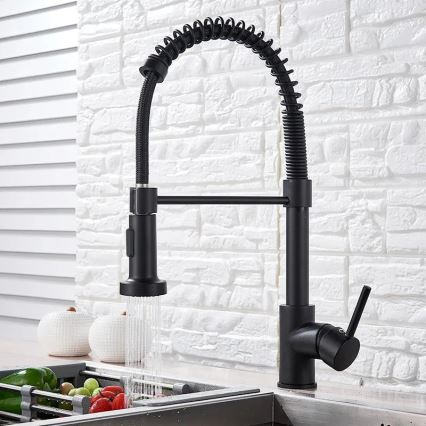 REA-B4820 - Grifo de fregadero COLIN con rociador extraíble 42,5 cm negro
