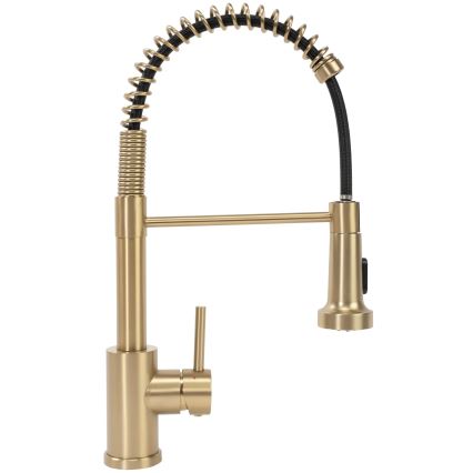 REA-B4821 - Grifo para fregadero con rociador extraíble COLIN 42,5 cm, acabado oro cepillado