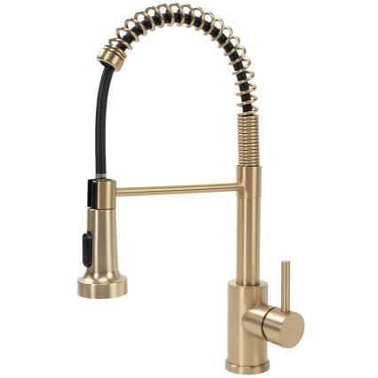 REA-B4821 - Grifo para fregadero con rociador extraíble COLIN 42,5 cm, acabado oro cepillado