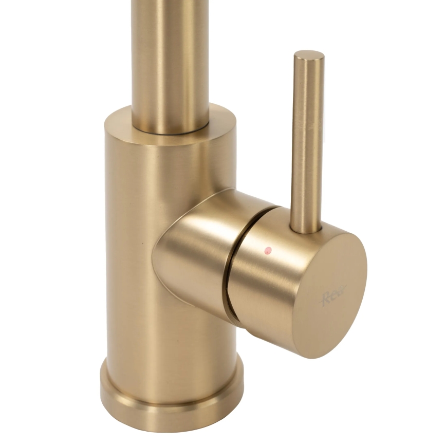 REA-B4821 - Grifo para fregadero con rociador extraíble COLIN 42,5 cm, acabado oro cepillado