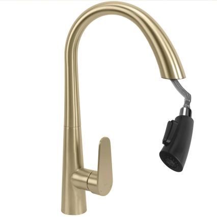REA-B5312 - Grifo para fregadero con rociador extraíble ROSS 43 cm oro cepillado