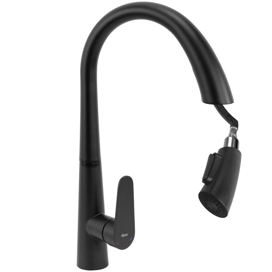 REA-B5313 - Grifo para fregadero con rociador extraíble ROSS 43 cm negro