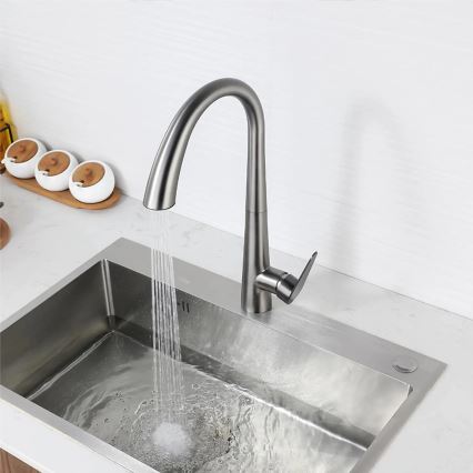 REA-B5314 - Grifo de fregadero con rociador extraíble ROSS 43 cm, níquel