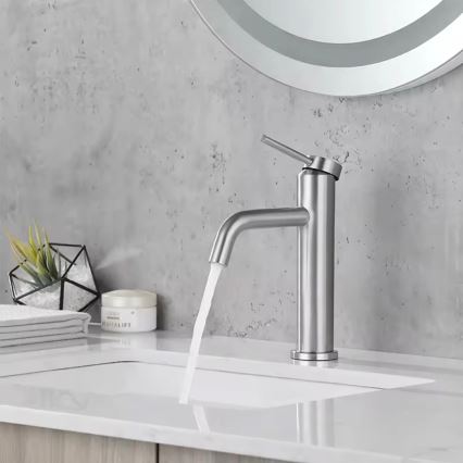 REA-B5324 - Grifo de lavabo CLIF 20,5 cm, acero cepillado