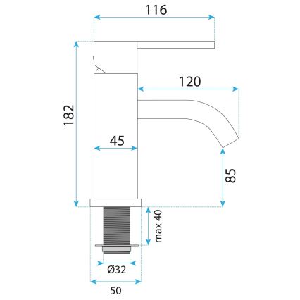 REA-B5504 - Grifo de lavabo ONTARIO 17,5 cm negro