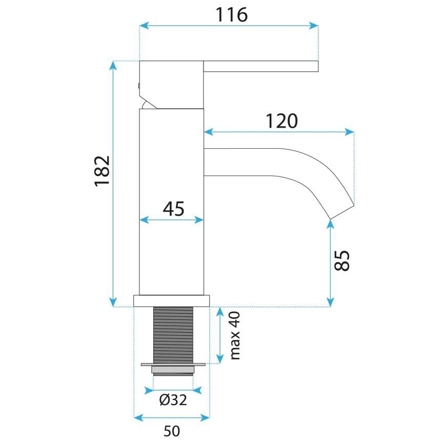 REA-B5504 - Grifo de lavabo ONTARIO 17,5 cm negro