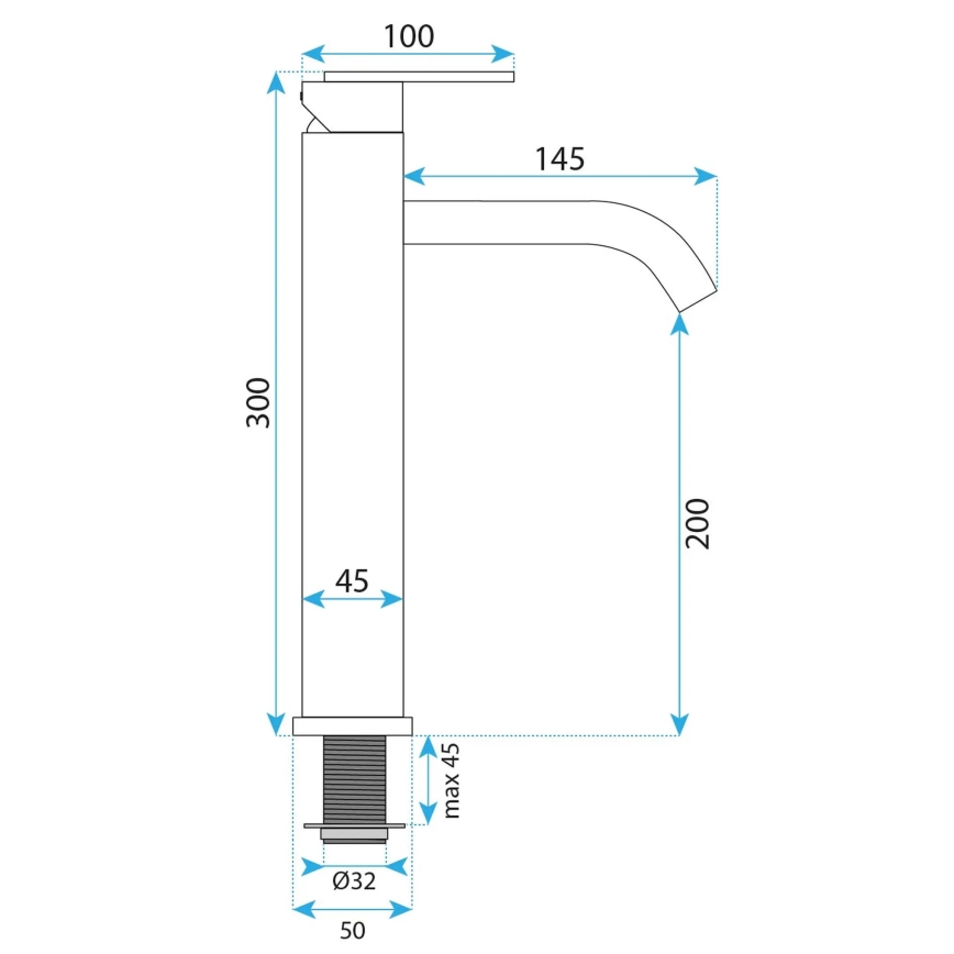 REA-B5511 - Grifo de lavabo ONTARIO 30 cm titanio