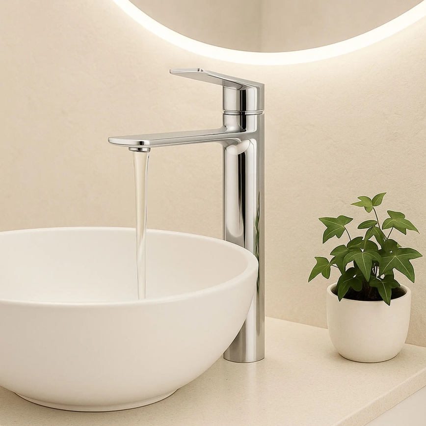 REA-B6203 - Grifo de lavabo STORM, 29,5 cm, cromo brillante