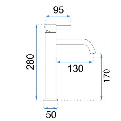 REA-B6321 - Grifo para lavabo LUNGO 28 cm, acabado oro rosa