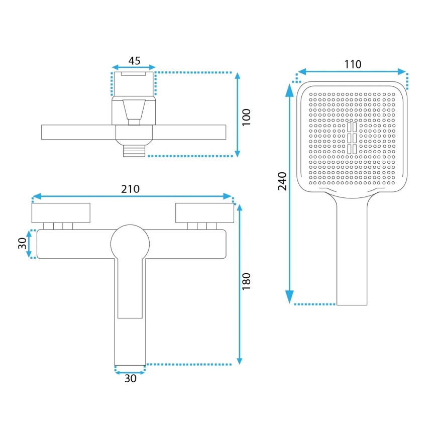 REA-B6407 - Juego de bañera con grifo ARGUS negro mate