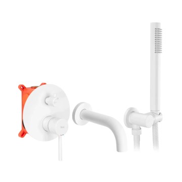 REA-B6440 - Juego de bañera con grifería empotrada LUNGO blanco mate