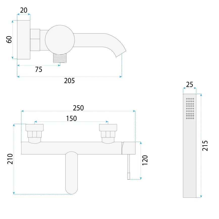 REA-B6448 - Juego para bañera LUNGO DIAMOND dorado