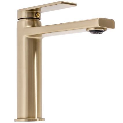 REA-B6555 - Grifo de lavabo VERSO 16,5 cm, acabado dorado cepillado