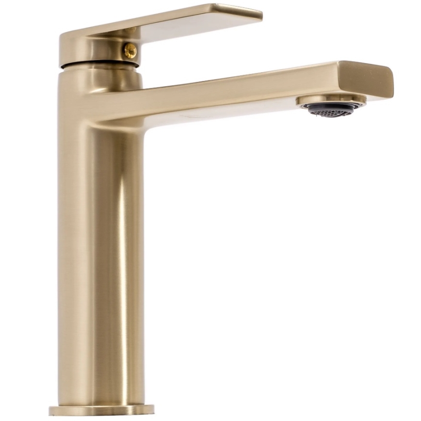 REA-B6555 - Grifo de lavabo VERSO 16,5 cm, acabado dorado cepillado