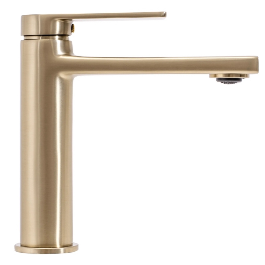 REA-B6555 - Grifo de lavabo VERSO 16,5 cm, acabado dorado cepillado