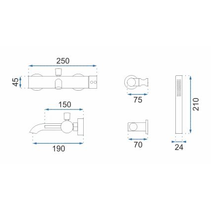REA-B6641 - Set para bañera LUNGO cromo brillante