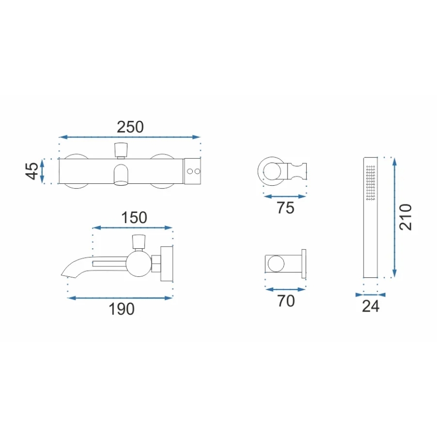 REA-B6641 - Set para bañera LUNGO cromo brillante