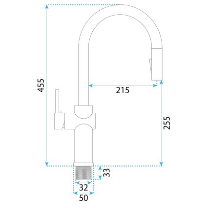 REA-B7200 - Grifo de fregadero con rociador extraíble FRESH, 45 cm, negro