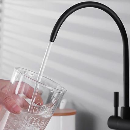 REA-B7564 - Grifo de fregadero con cabezal extraíble y sistema de filtración ECO FRESH, 37,5 cm, negro mate