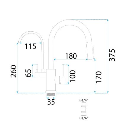 REA-B7564 - Grifo de fregadero con cabezal extraíble y sistema de filtración ECO FRESH, 37,5 cm, negro mate