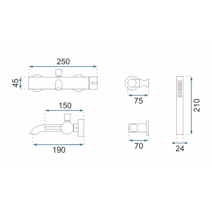 REA-B8010 - Set para bañera LUNGO oro cepillado