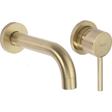 REA-B8652 - Grifo para lavabo para instalación empotrada LUNGO, acabado oro cepillado