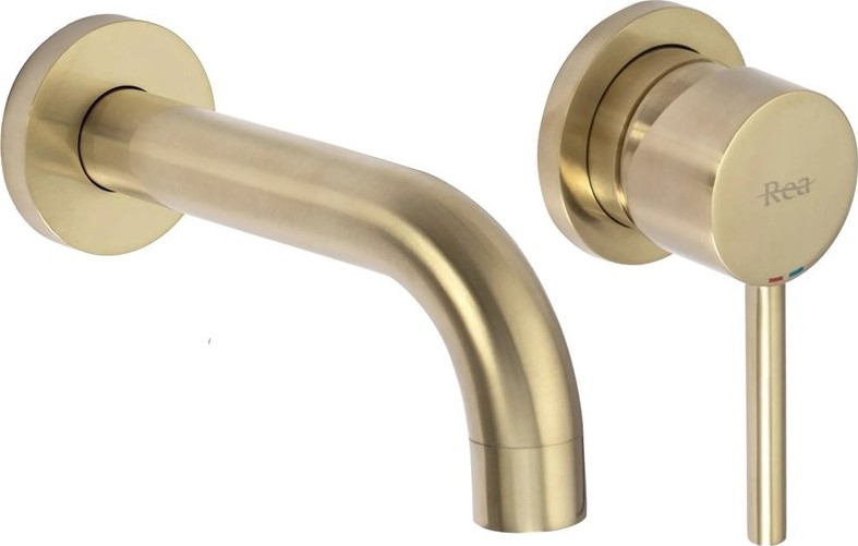 REA-B8652 - Grifo para lavabo para instalación empotrada LUNGO, acabado oro cepillado