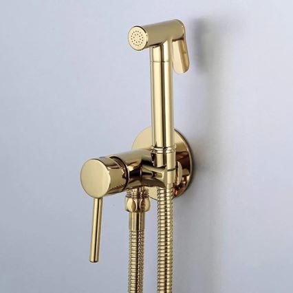 REA-B8979 - Grifo para bidé con rociador para instalación empotrada LUNGO, acabado dorado