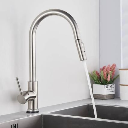 REA-B9146 - Grifo para fregadero con rociador extraíble FRESH, 39,5 cm, níquel