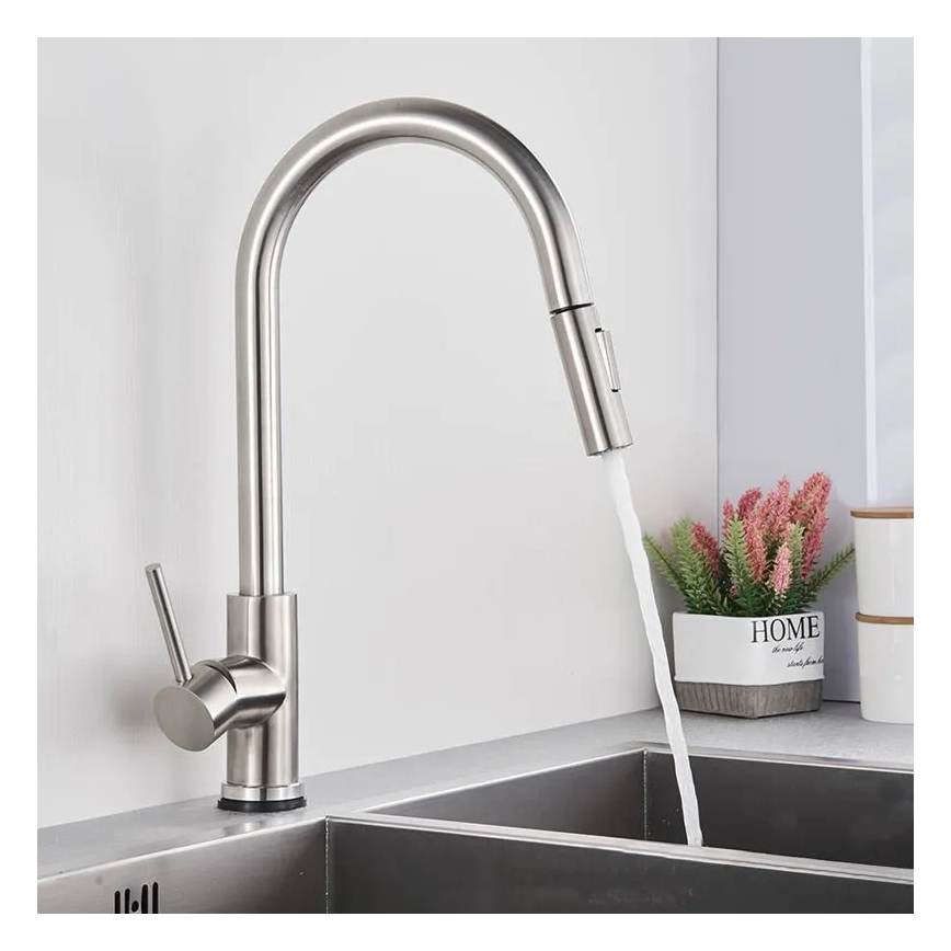REA-B9146 - Grifo para fregadero con rociador extraíble FRESH, 39,5 cm, níquel