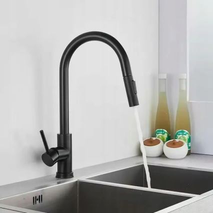 REA-B9147 - Grifo para fregadero con alcachofa extraíble FRESH 39,5 cm negro mate