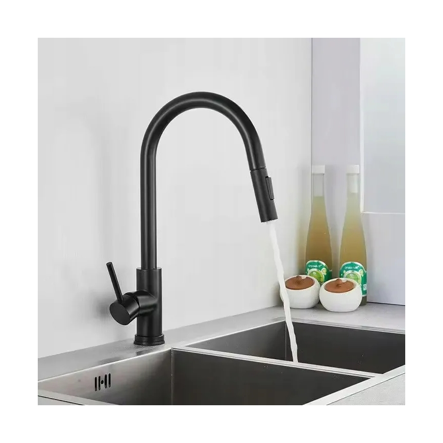 REA-B9147 - Grifo para fregadero con alcachofa extraíble FRESH 39,5 cm negro mate