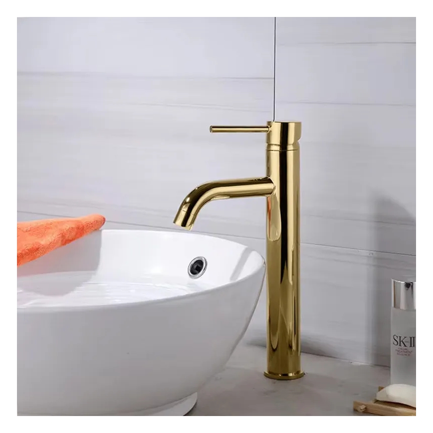 REA-B9409 - Grifo de lavabo LUNGO 28 cm, acabado dorado