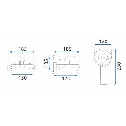 REA-B9932 - Set para bañera BLOOM blanco mate/dorado