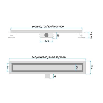 REA-G2502 - Canaleta de desagüe NEOX 70 cm, acero inoxidable