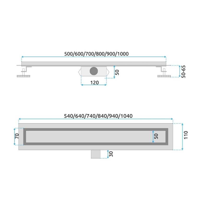 REA-G2502 - Canaleta de desagüe NEOX 70 cm, acero inoxidable