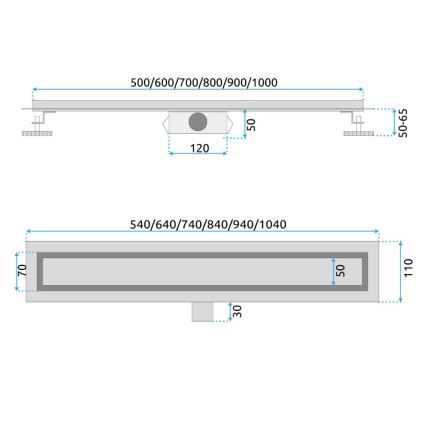 REA-G2562 - Canaleta de desagüe NEOX 70 cm, acero inoxidable/dorado