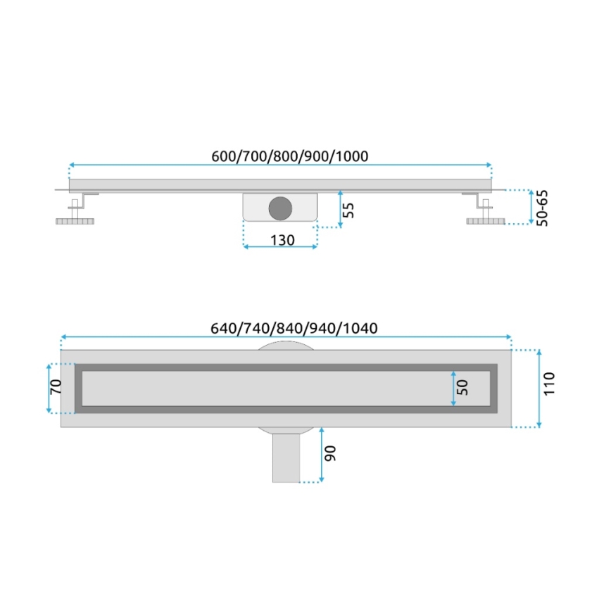 REA-G2702 - Canaleta de desagüe NEOX PRO 70 cm acero inoxidable/oro cepillado