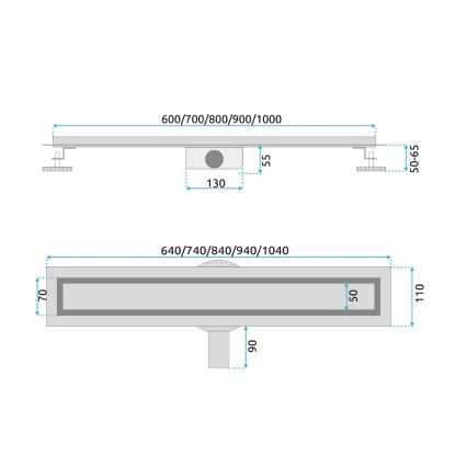REA-G2704 - Canaleta de desagüe NEOX PRO 90 cm acero inoxidable/dorado cepillado