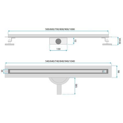 REA-G2710 - Canaleta de desagüe lineal NEOX SLIM 80 cm acero inoxidable/negro