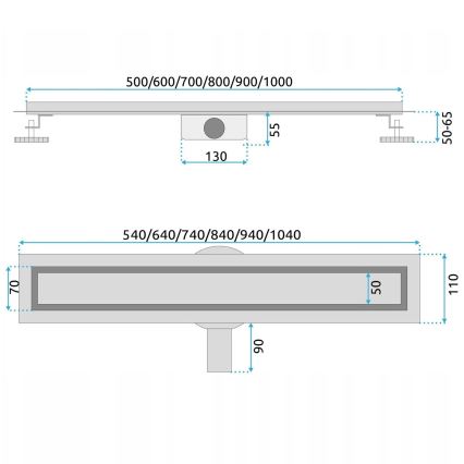 REA-G5806 - Canaleta de desagüe NEOX PRO 50 cm níquel