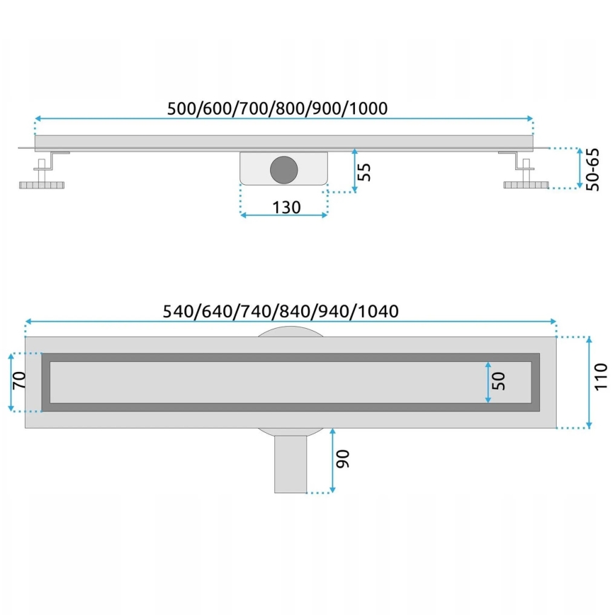 REA-G5806 - Canaleta de desagüe NEOX PRO 50 cm níquel