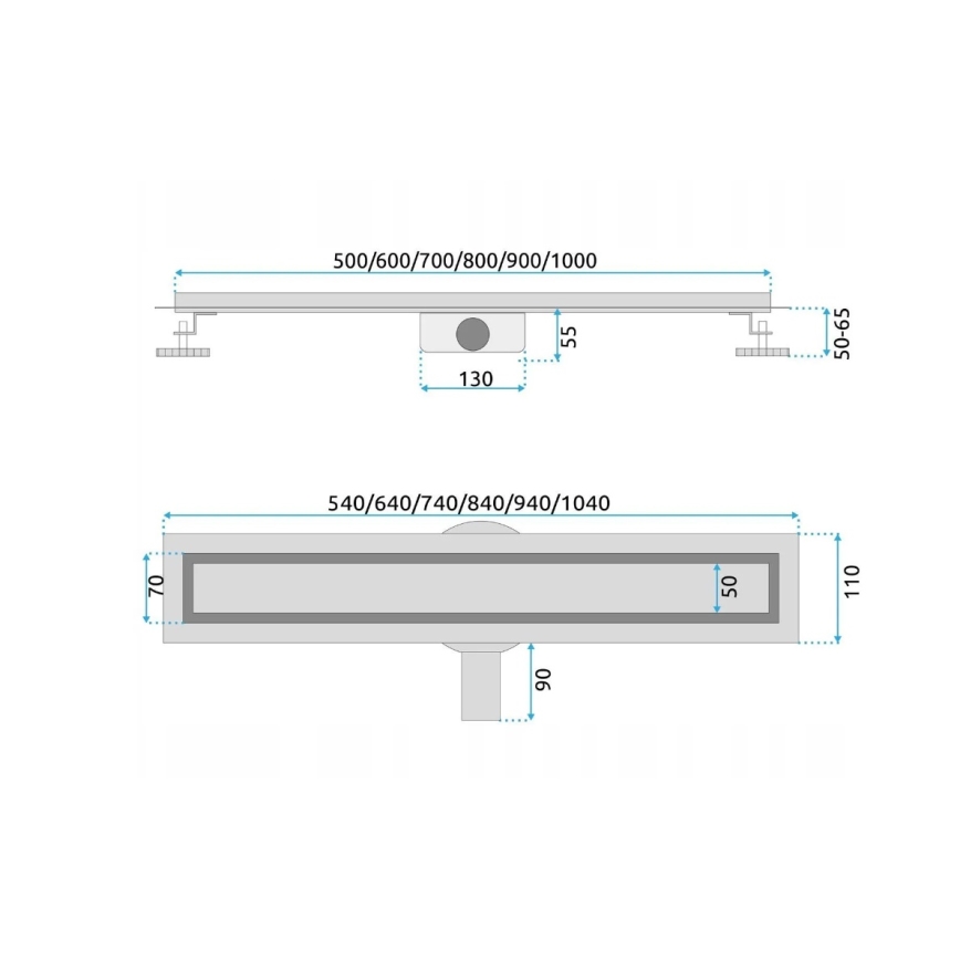REA-G5808 - Canaleta de desagüe NEOX PRO 70 cm en acero inoxidable
