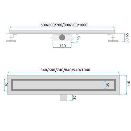 REA-G6600 - Canaleta de desagüe lineal PURE NEOX 50 cm negro mate
